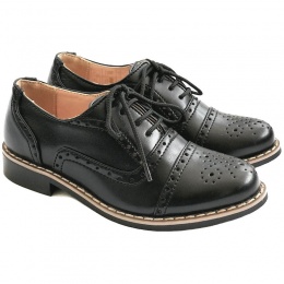 Boys Black Brogue Oxford Pointed Shoes